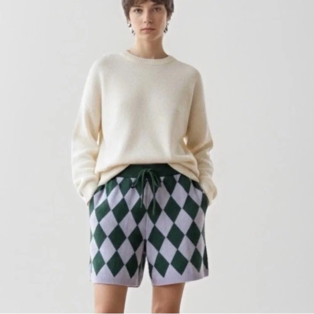Nordstrom Be Proud Gender Pride Argyle Knit Sweater Shorts Green Purple XSMAL